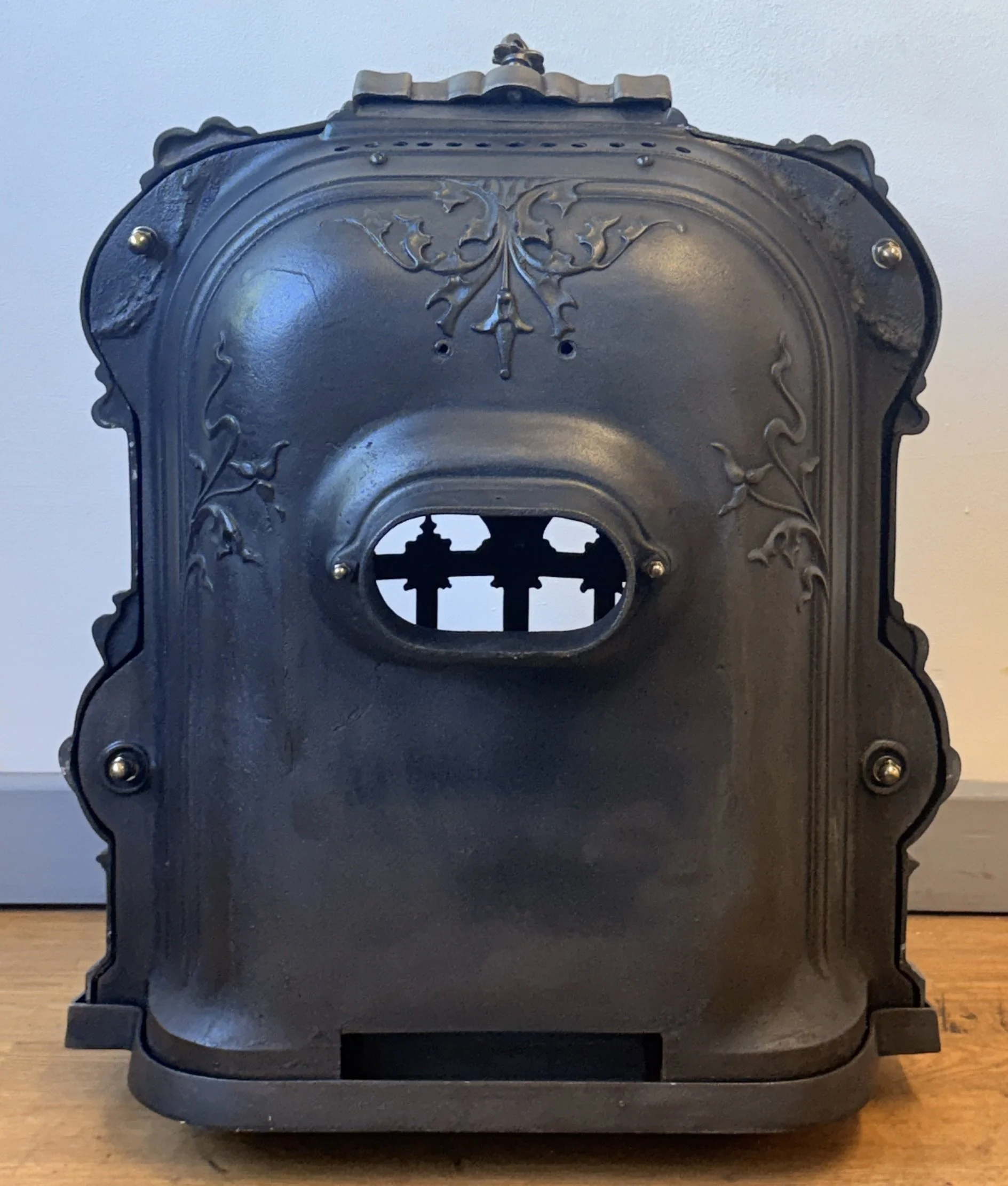 Rear view of French stove