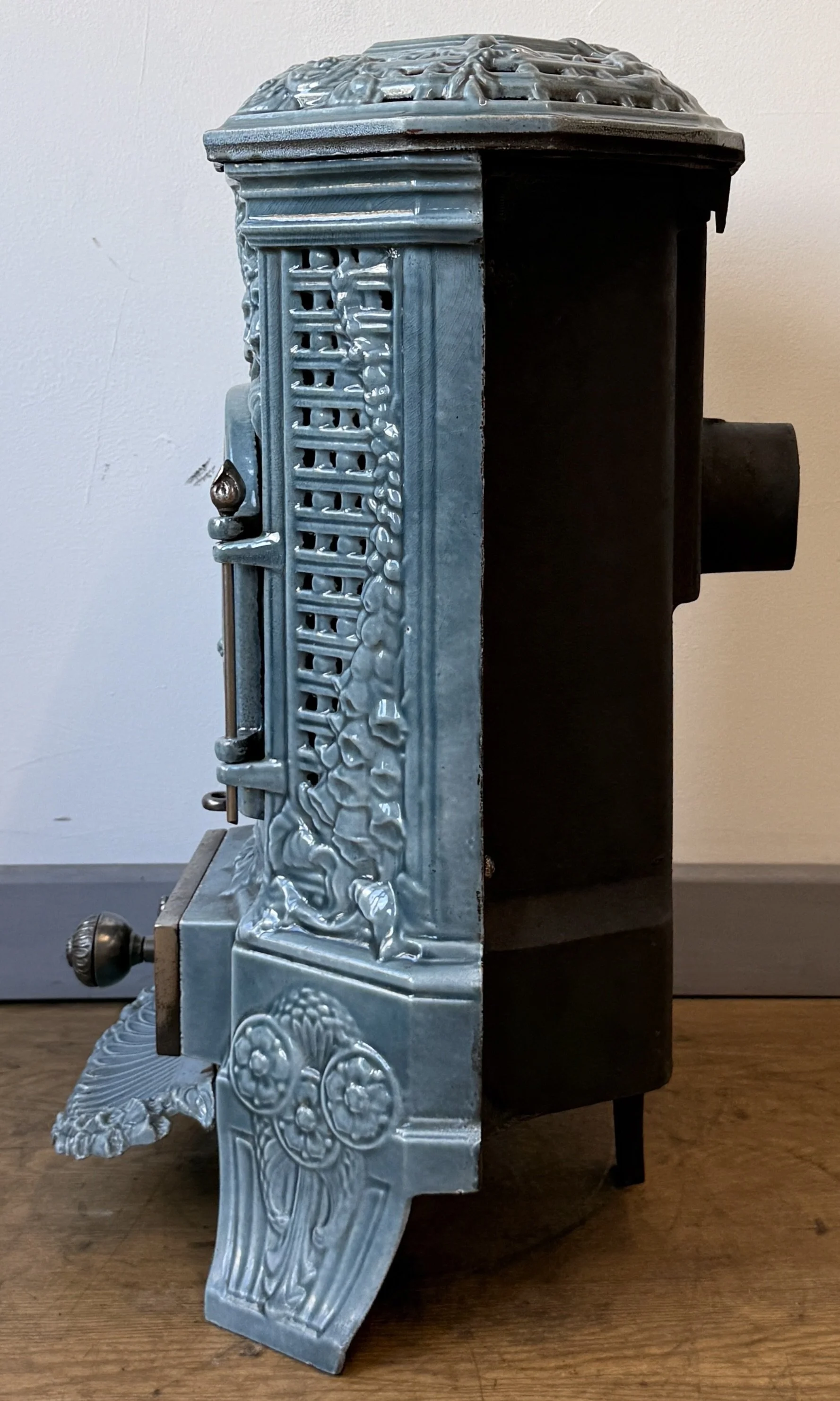 Side view of French antique stove