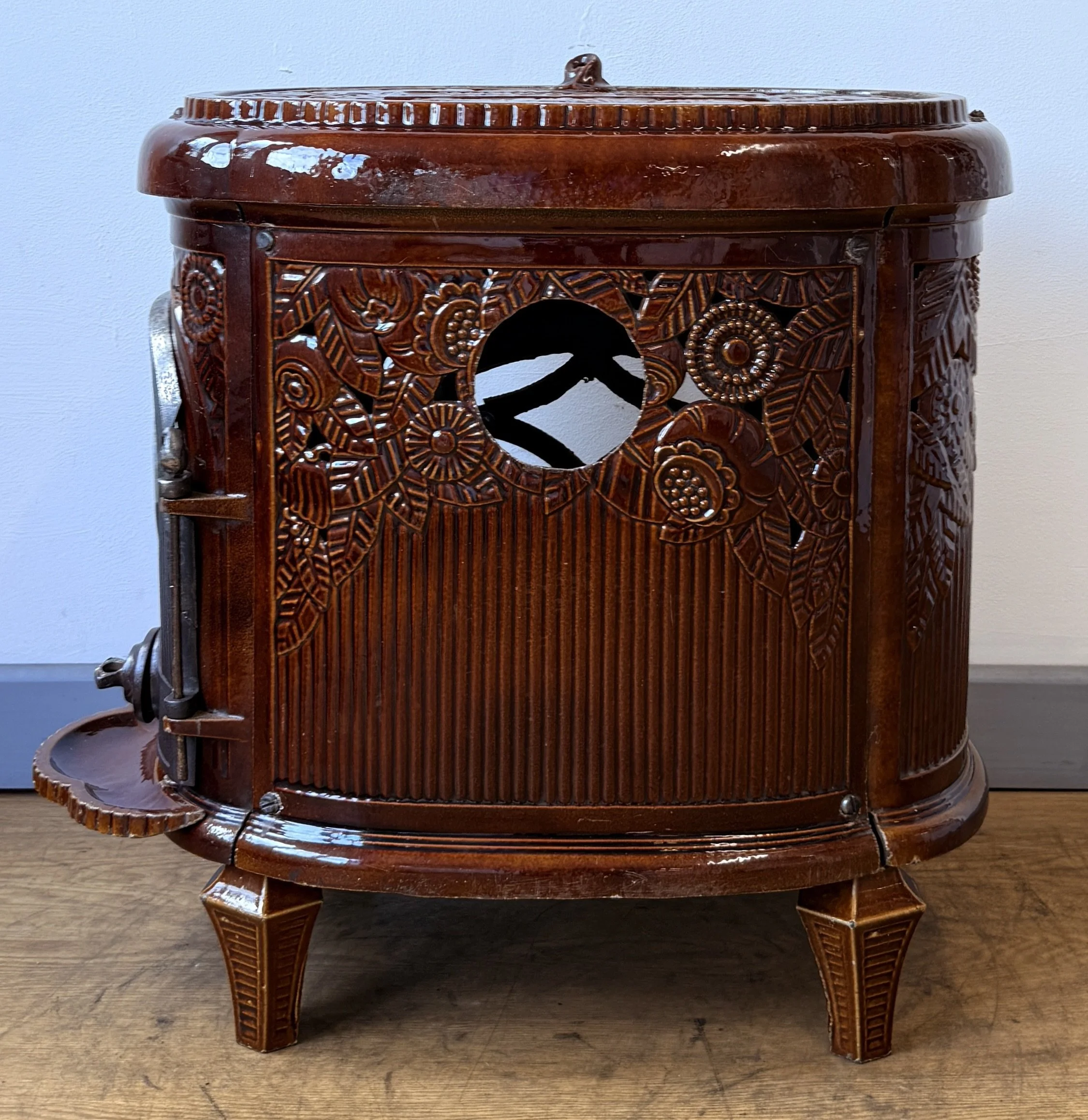 Rear view of French stove
