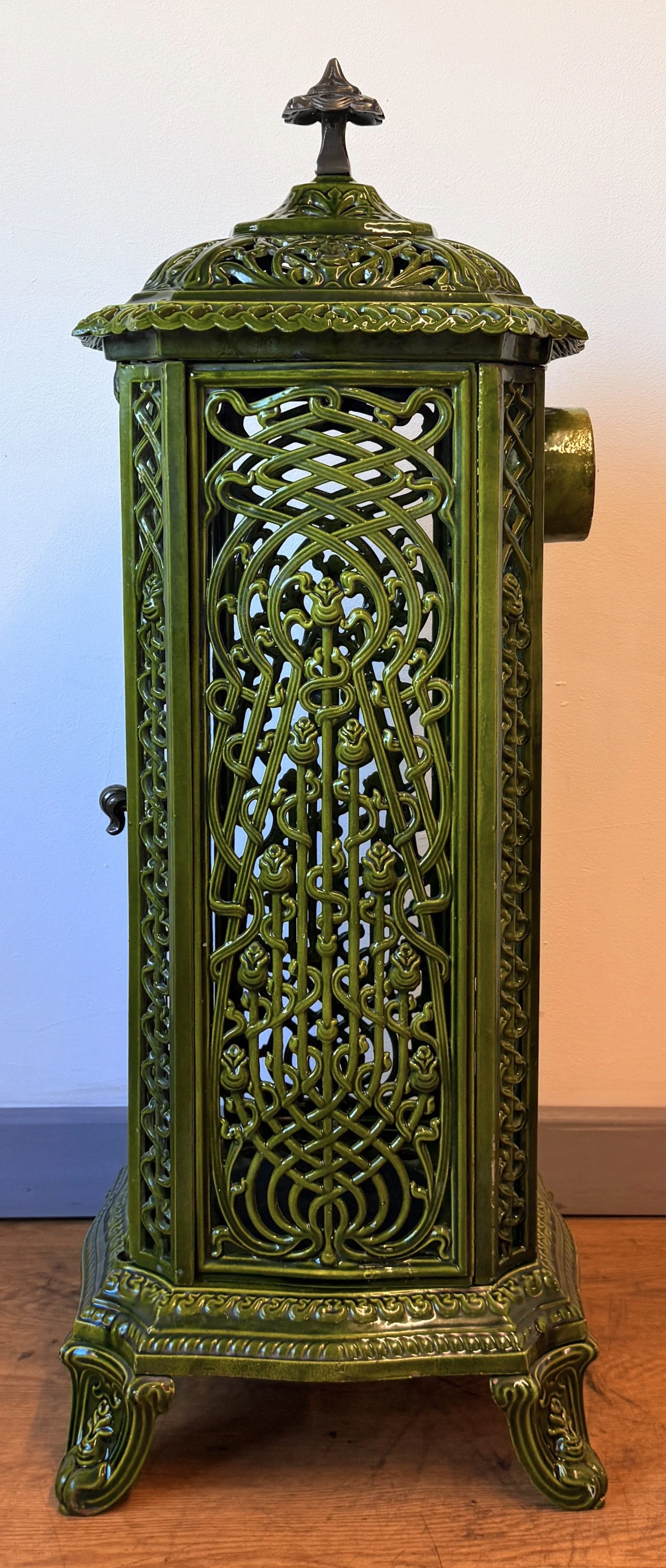 Side view of French antique fire