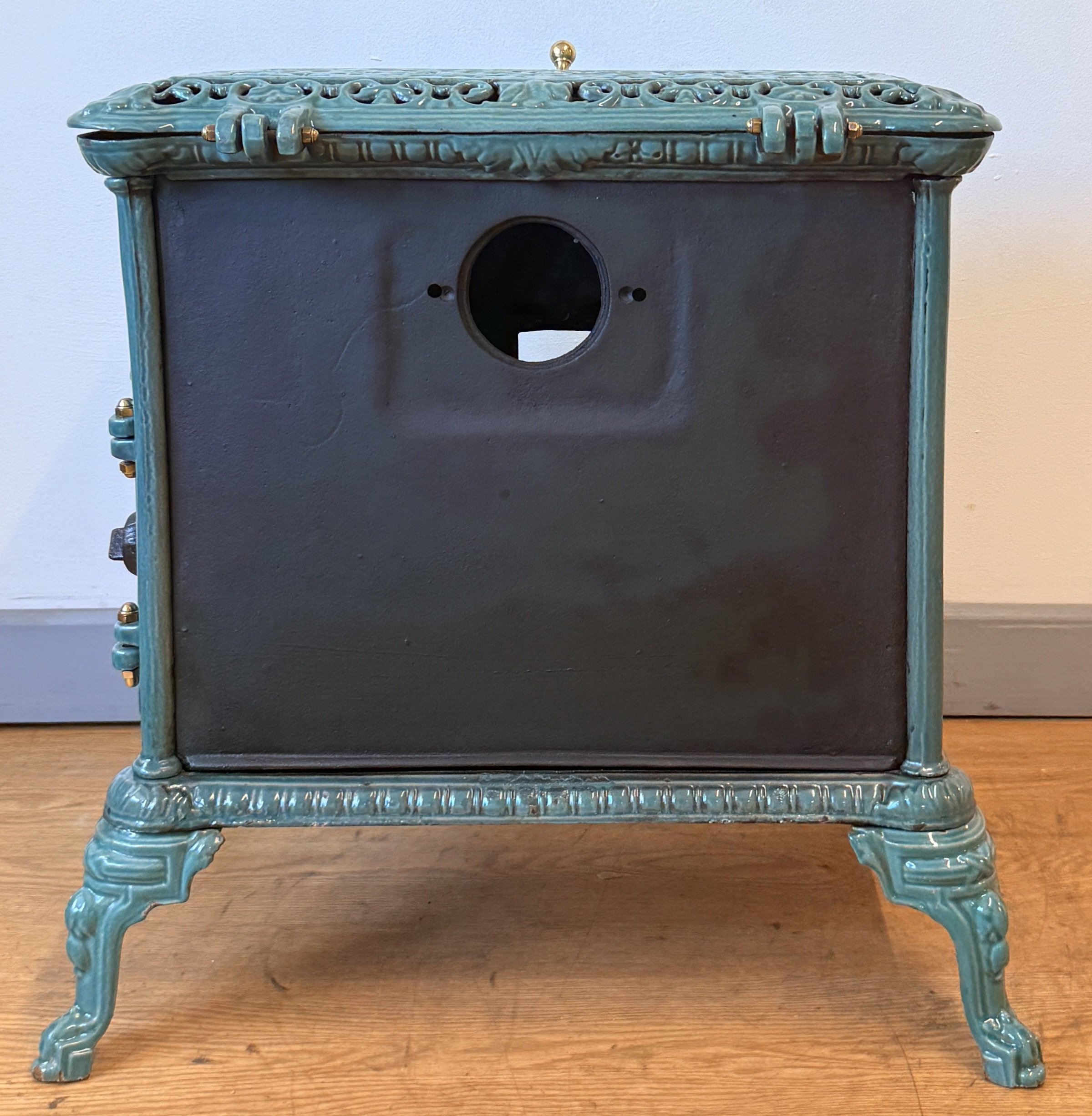 Rear view of an Antique stove