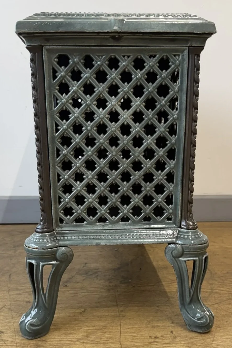 Side view of a French antique stove