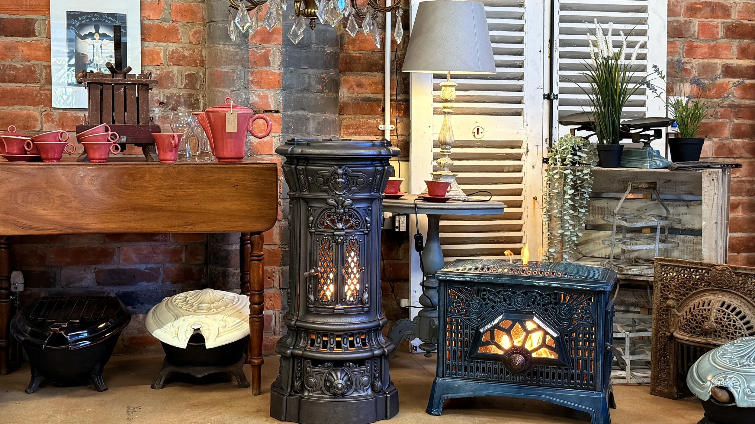 Homely display of antiques and French Bioethanol stoves