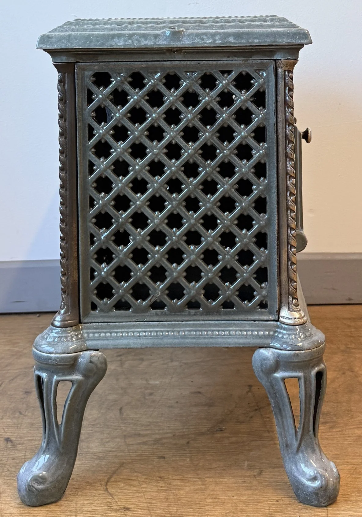 Side view of French stove