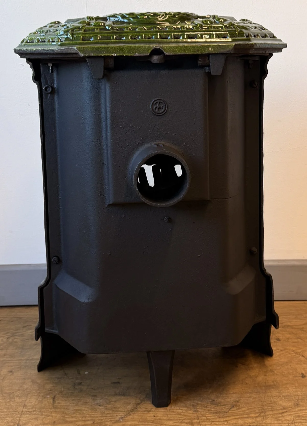 Rear view of French stove