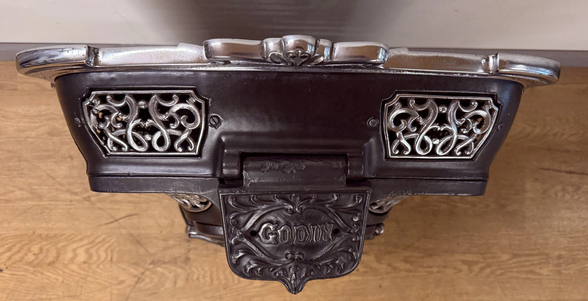 Top view of decorative panels of a Godin Stove