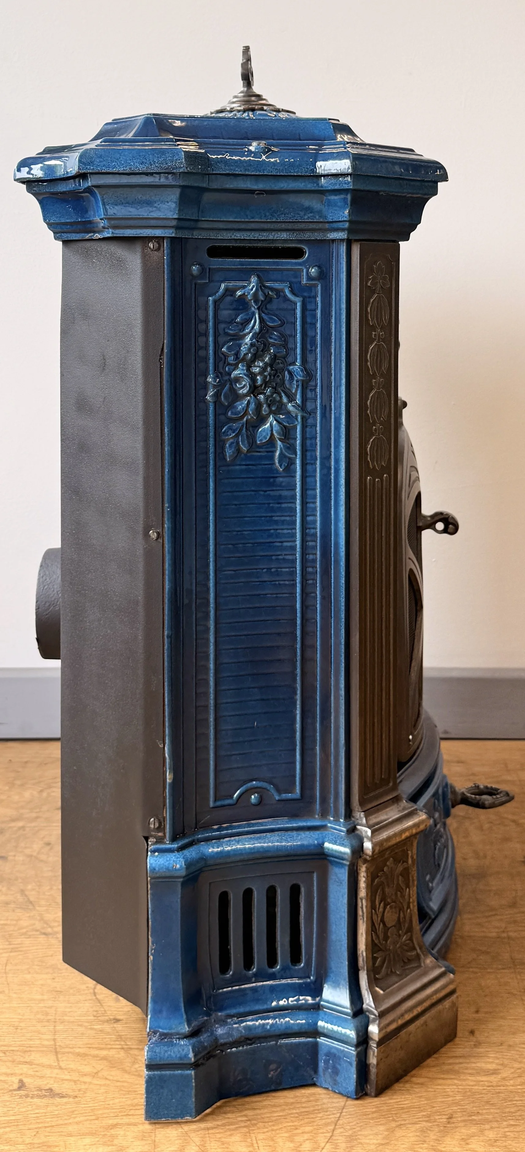 Side view of French antique stove