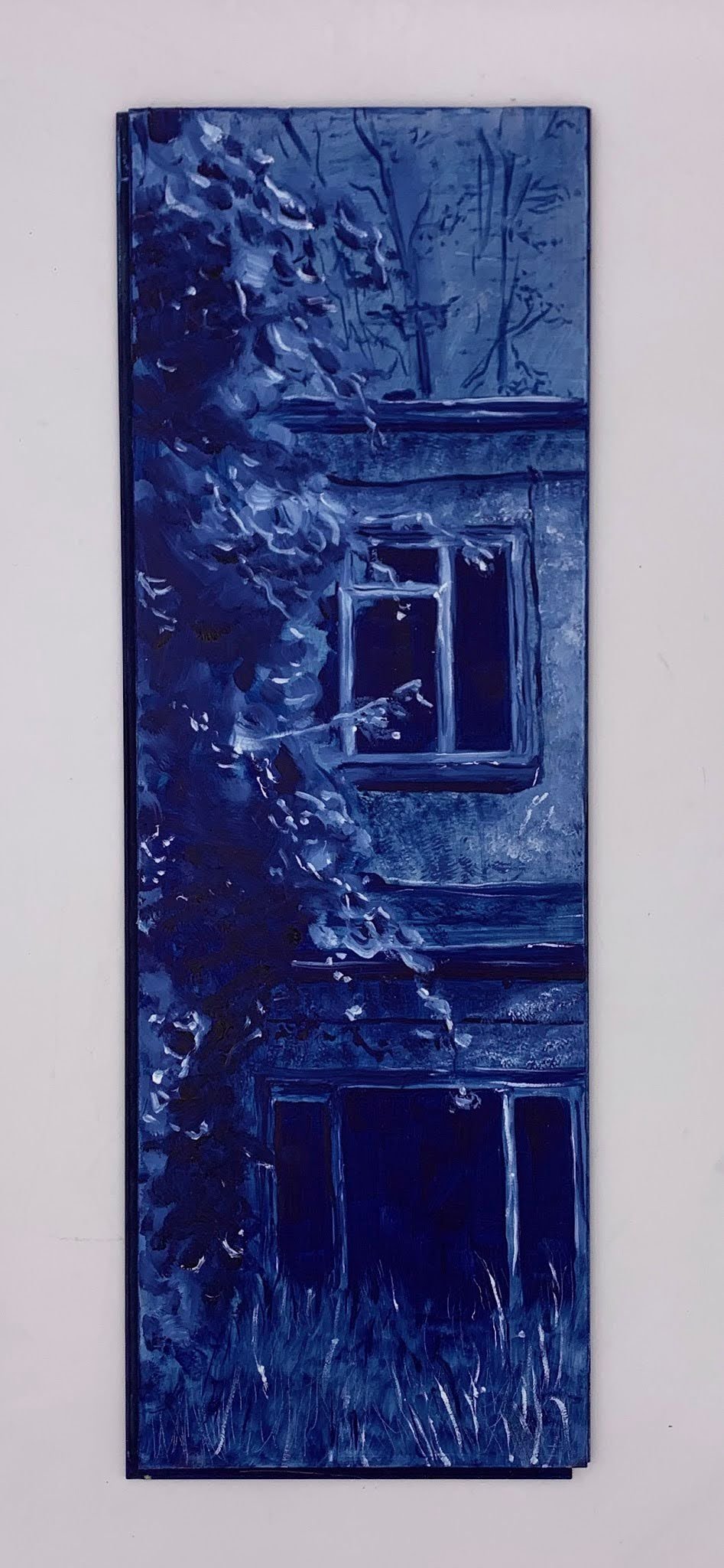 'untitled blue 3' (2023), oil paint on floor board