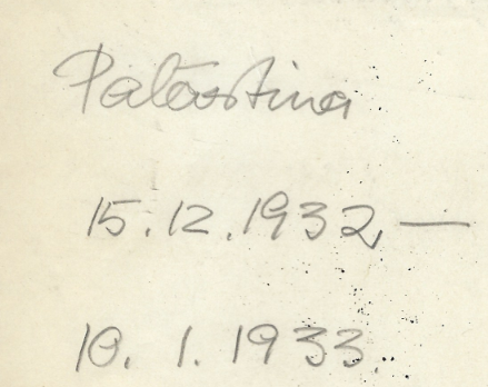 Gisela’s Second Trip to Palestine (1932-1933)