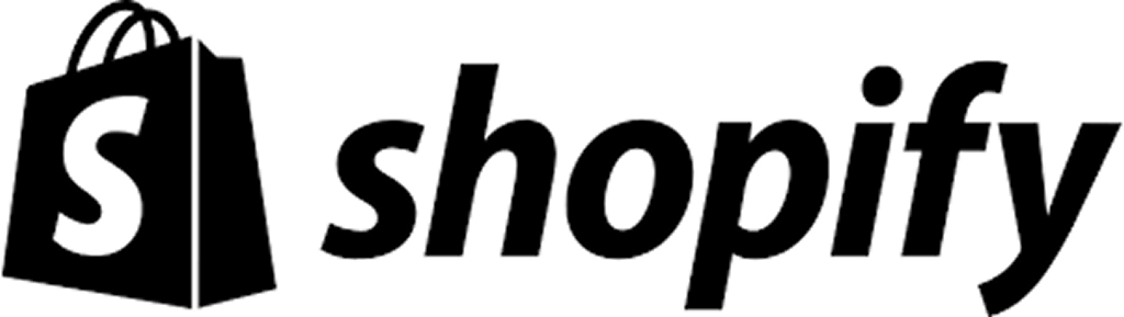 Shopify logo featuring a shopping bag with an 'S' on it and the text 'shopify'.