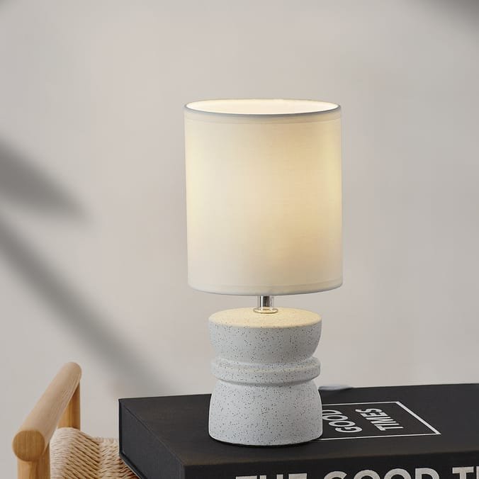 Modern Lulu table lamp with soft-touch finish. ideal for student bedrooms or cosy rental flats in Manchester