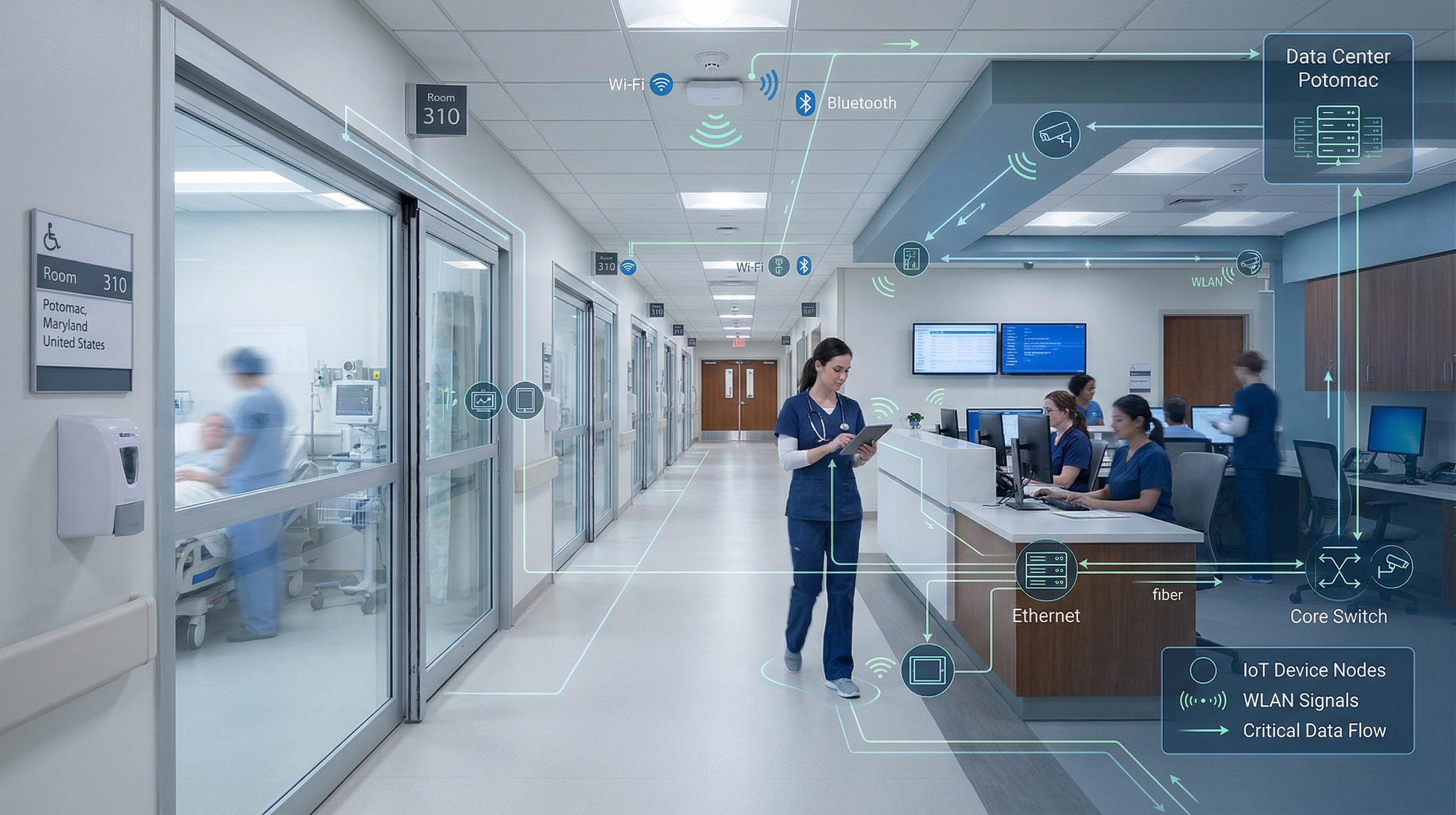 Healthcare wireless infrastructure overview diagram