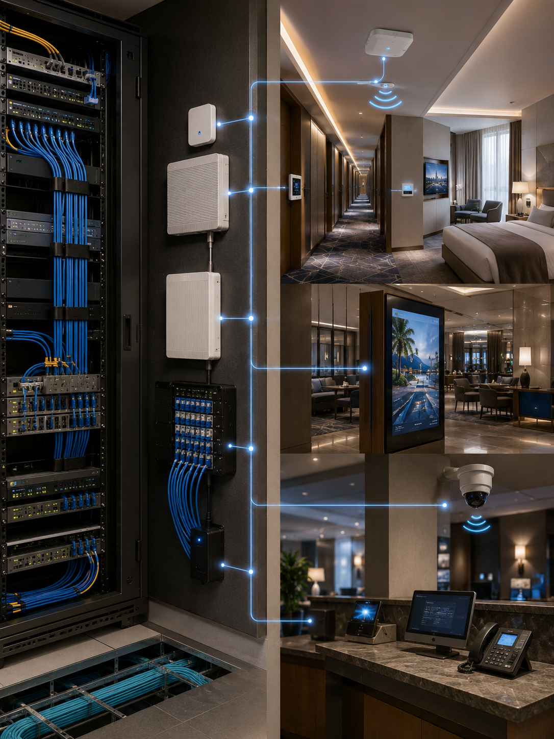 Optical LAN and SD-LAN infrastructure supports scalable hospitality network connectivity.
