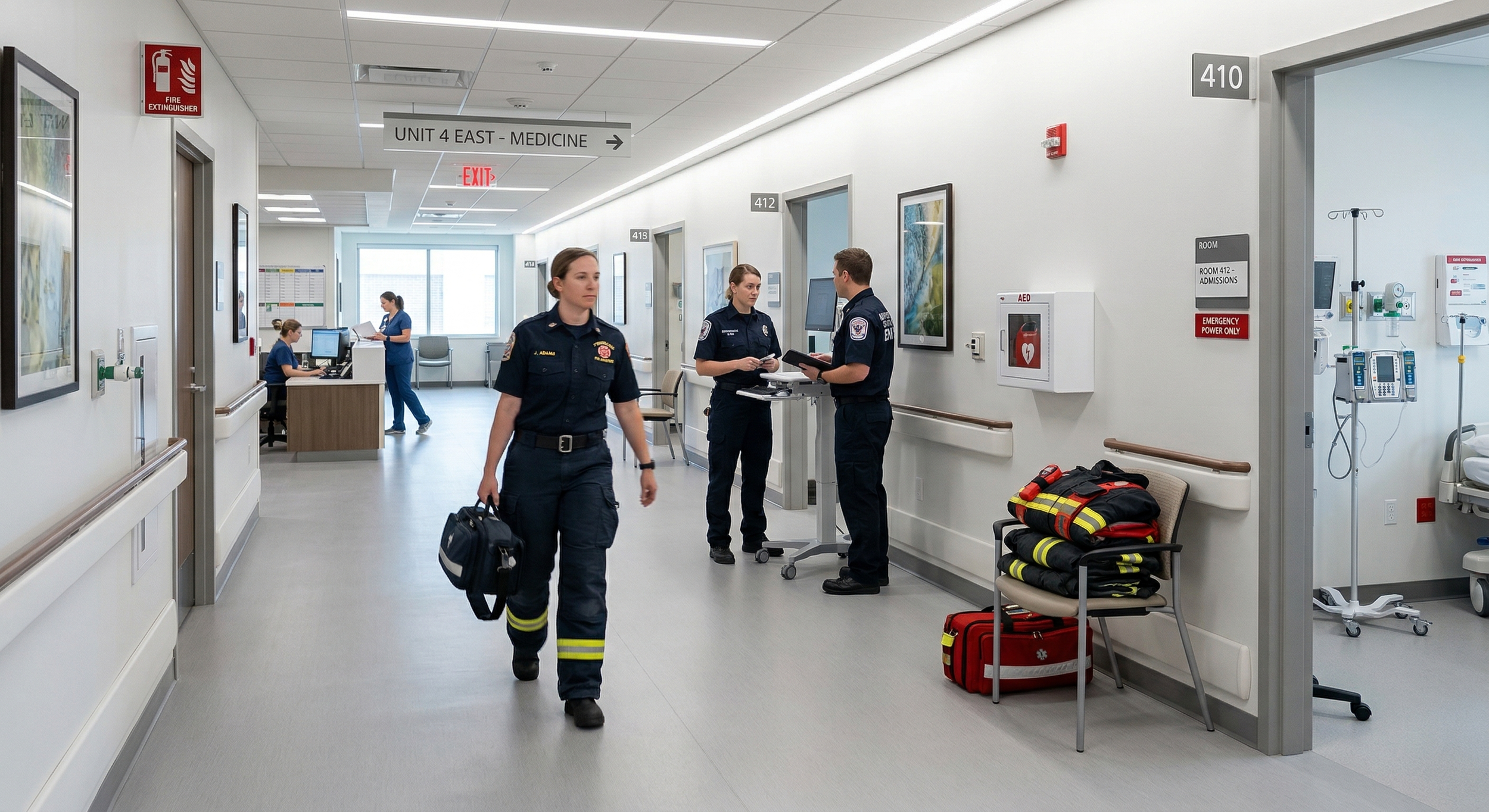 Hospital environment supporting public safety radio coverage for first responders during emergencies