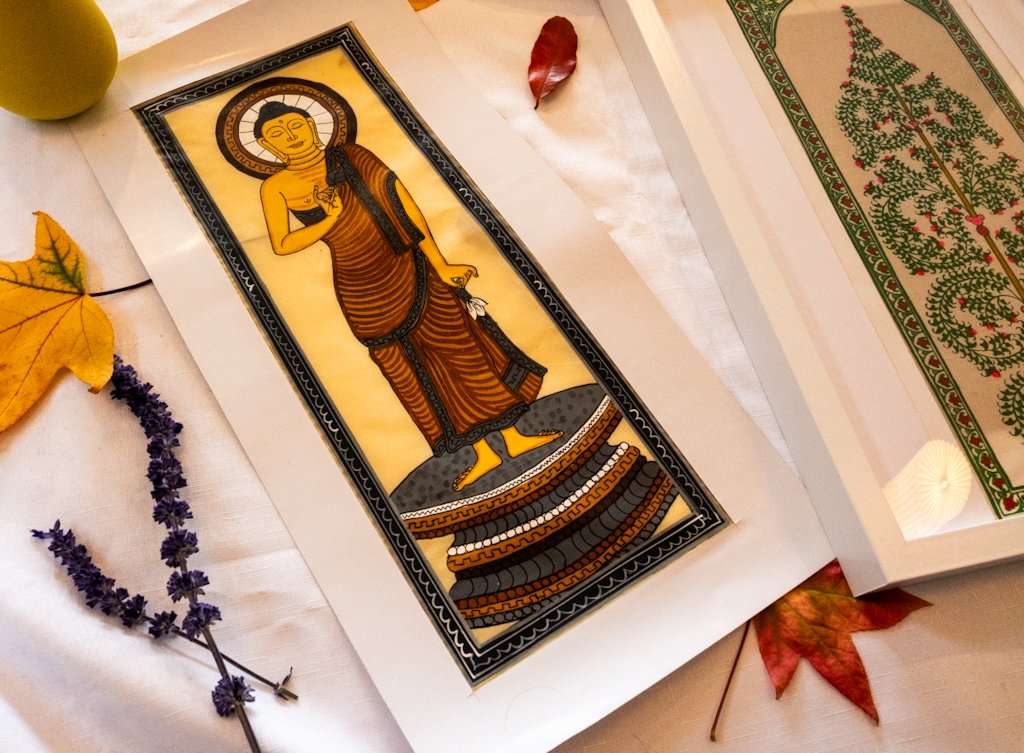 Handmade Pattachitra Buddha Painting – Brown & Blue