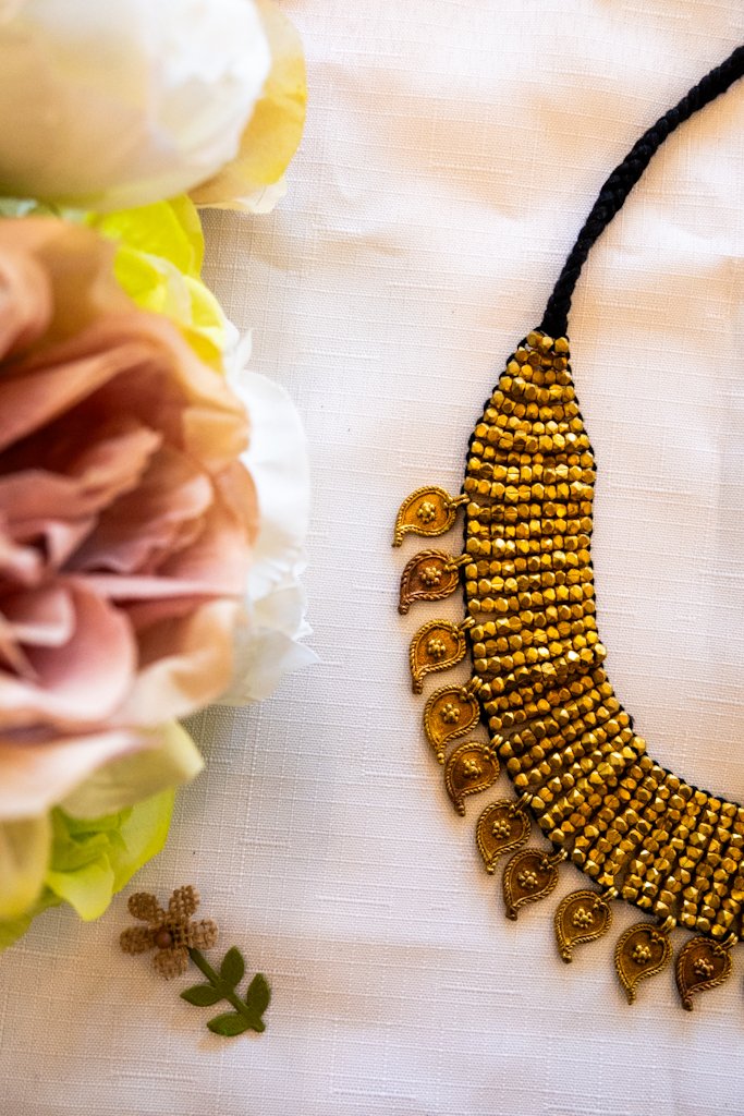 Handmade Dhokra Pendant Necklace – Leaf Motif