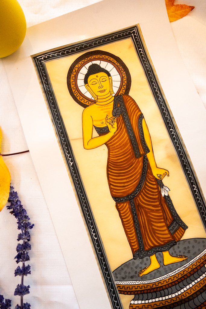 Handmade Pattachitra Buddha Painting – Brown & Blue