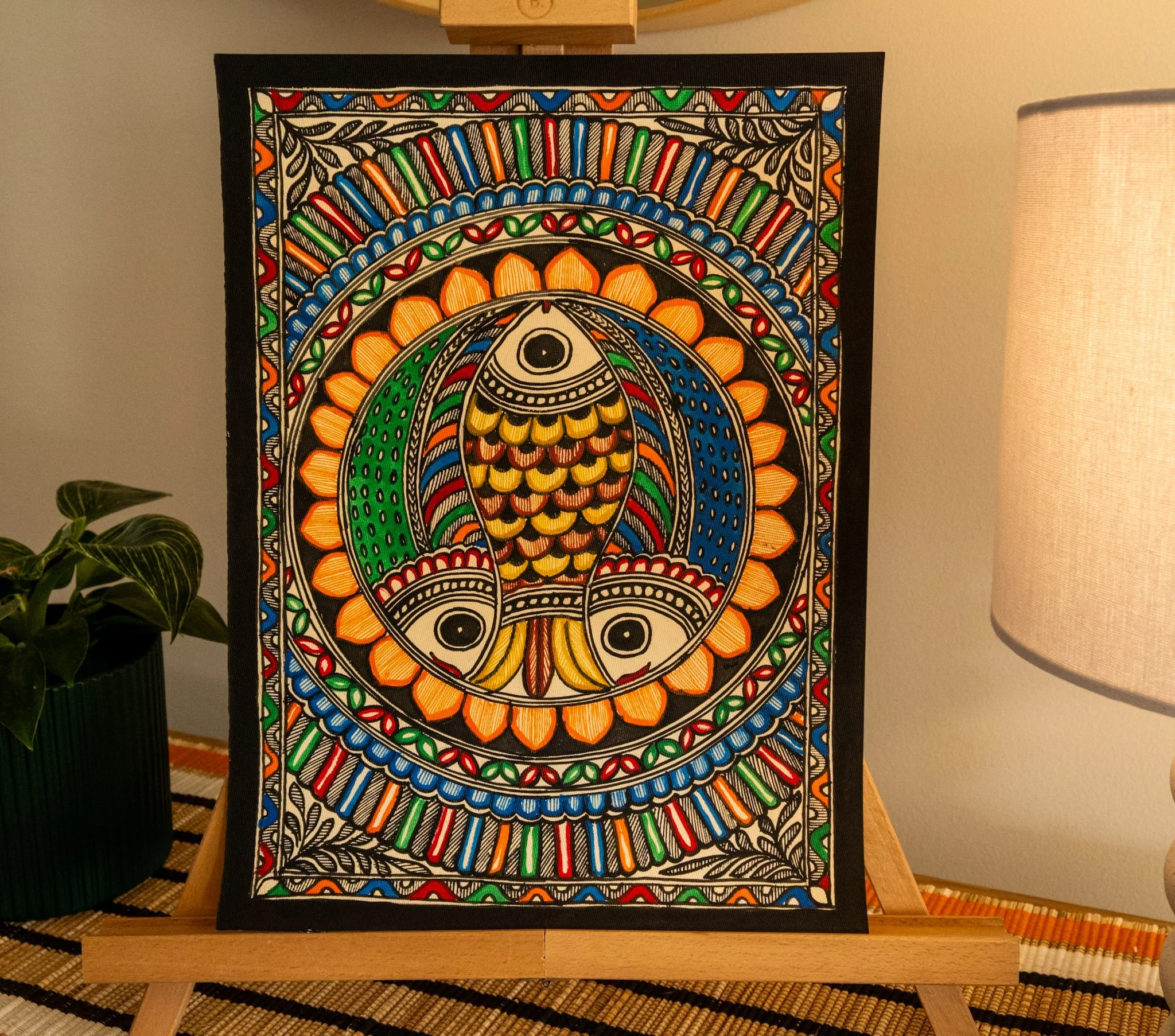 Handmade Madhubani Fish Painting