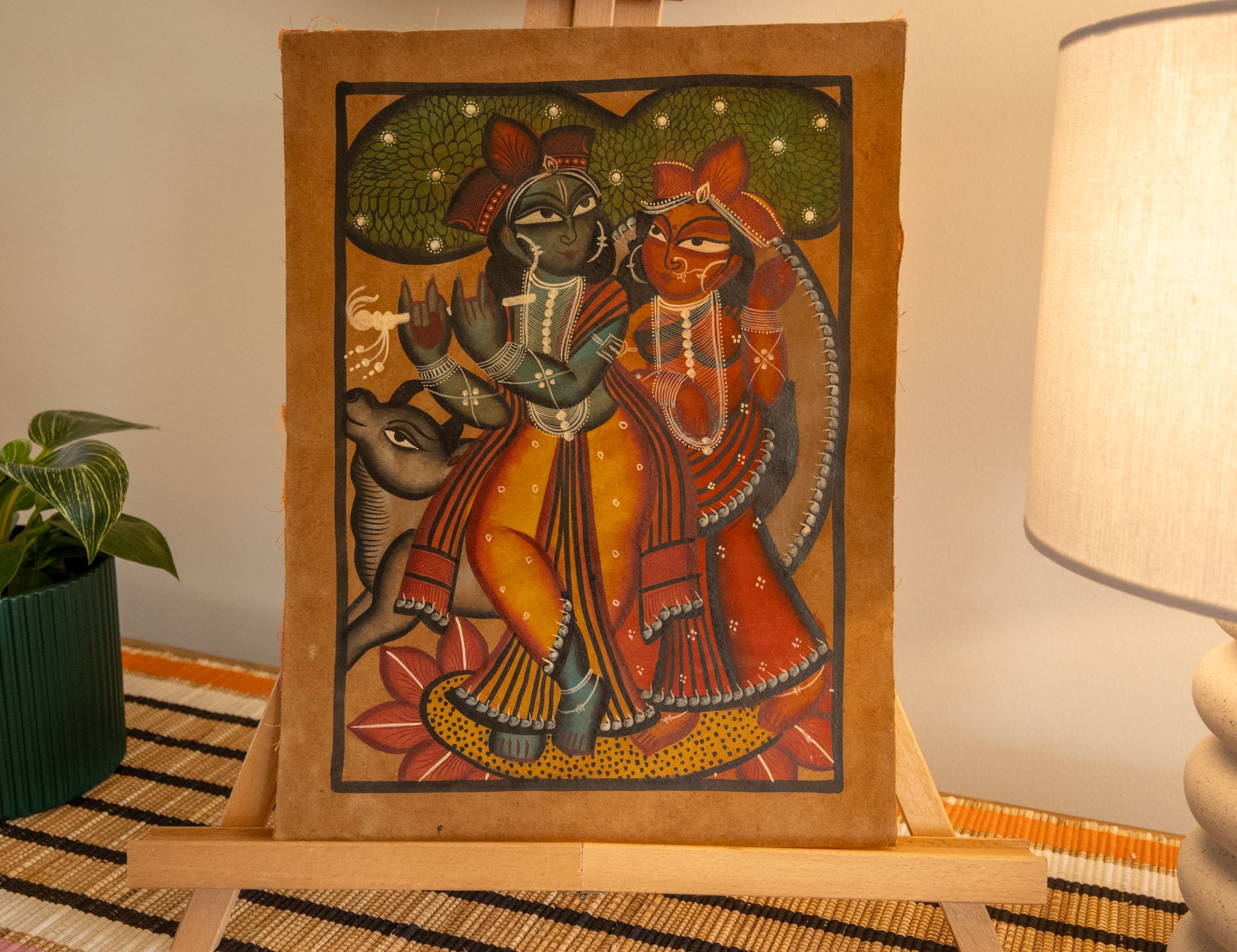 Bengal Pattachitra Radha Krishna Beneath the Kadamba Painting