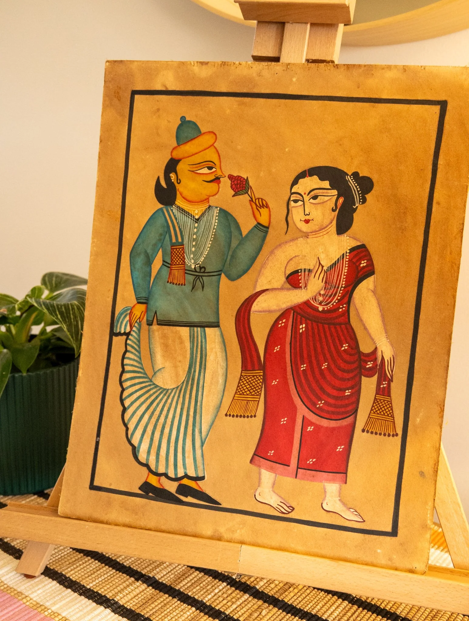 Bengal Pattachitra Babu and Bibi Courtship Painting