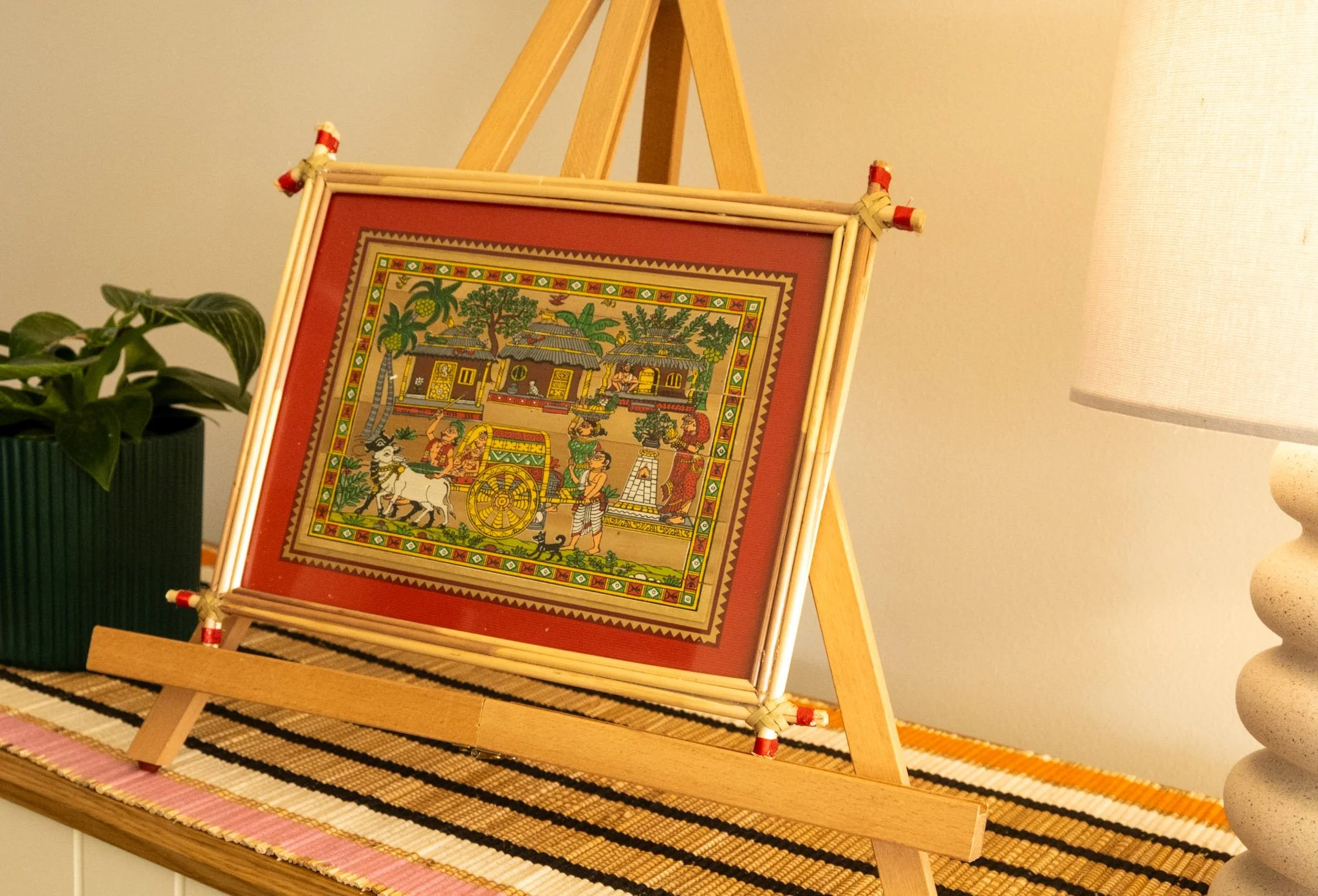 Handmade Pattachitra Bullock Cart Village Scene Painting | Nadhi Artistry Australia