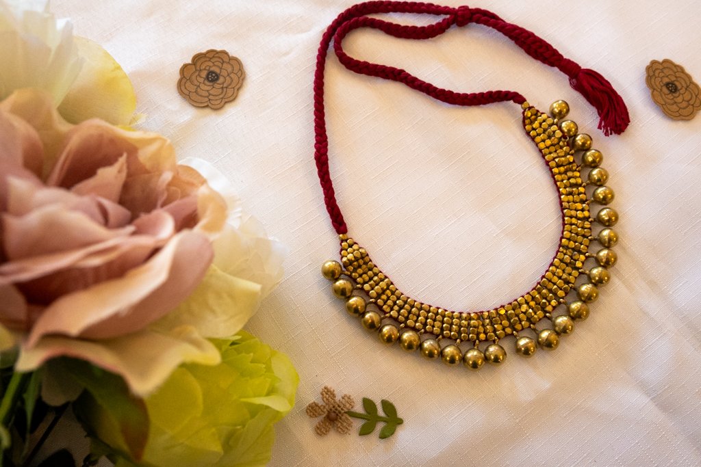 Handmade Dhokra Brass Bead Necklace