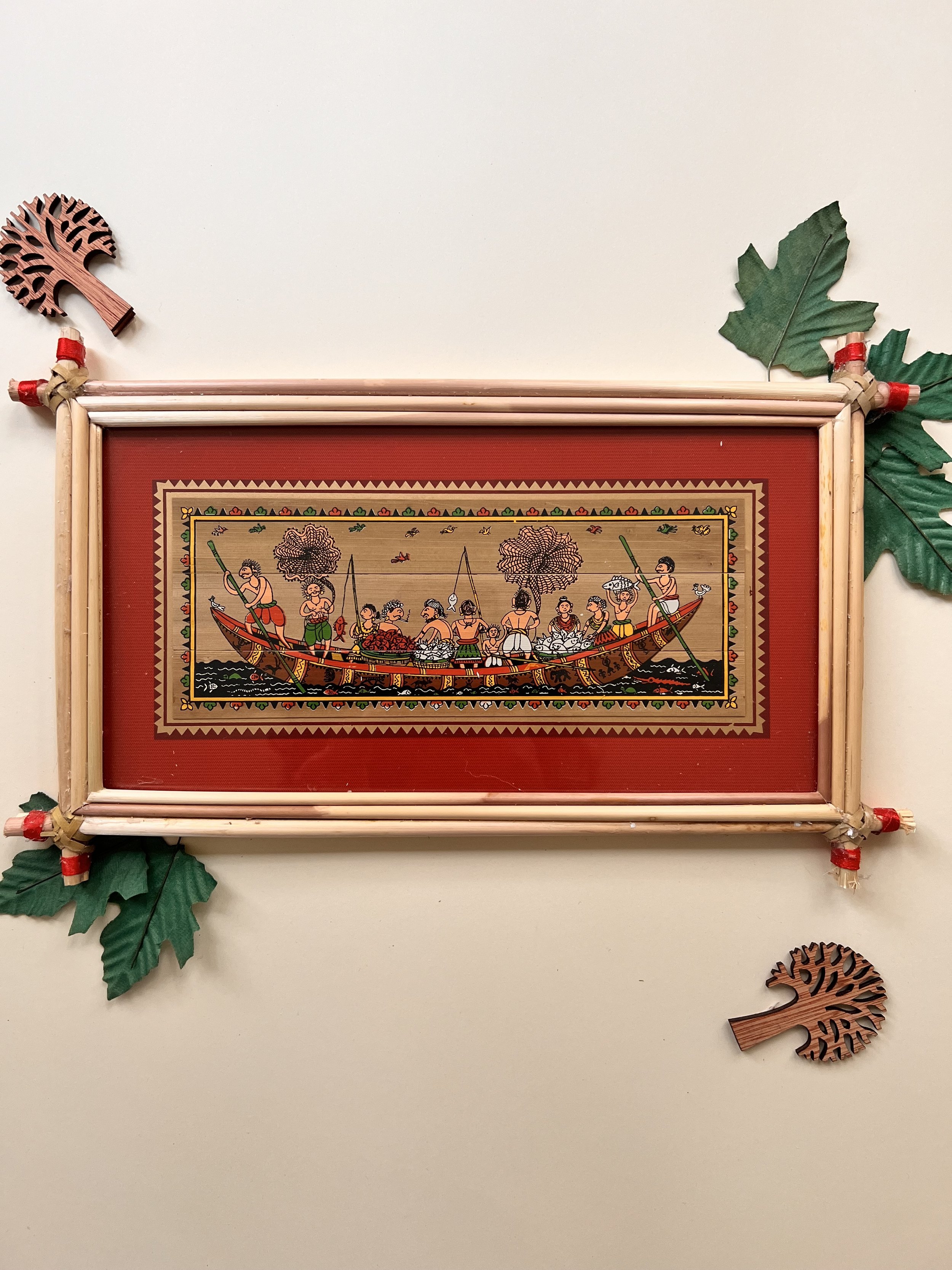 Handmade Pattachitra Boat Procession Painting – Framed Indian Art