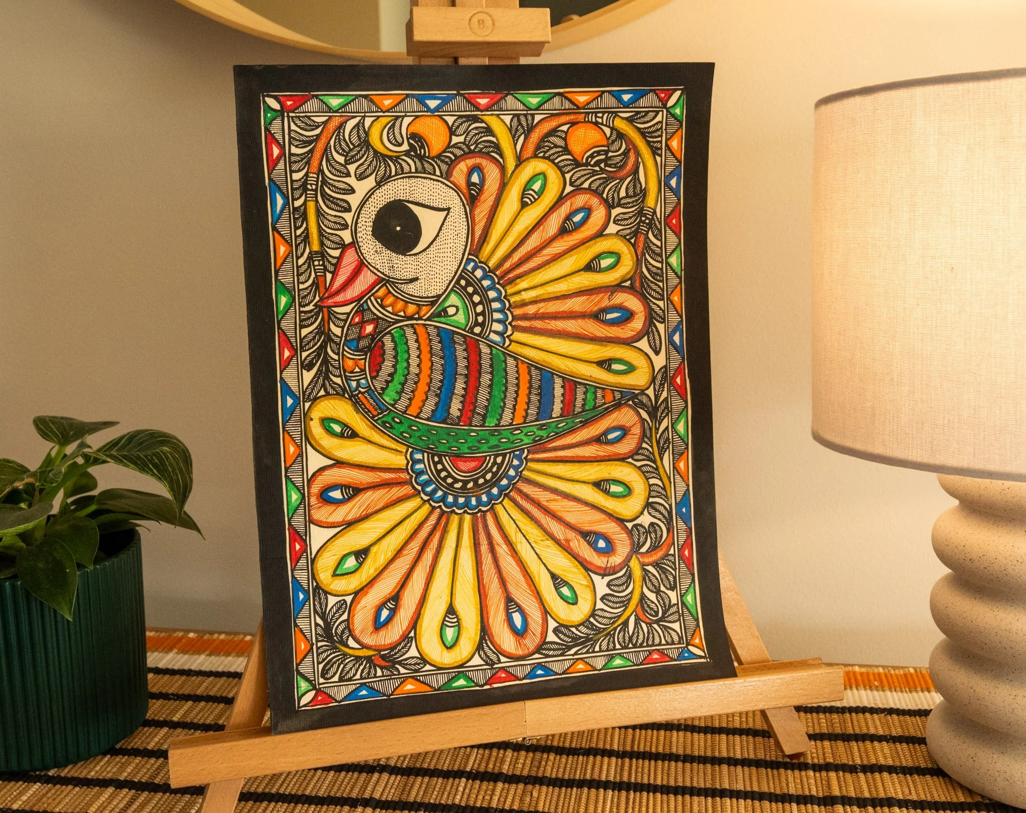 Handmade Madhubani Colourful Bird Painting