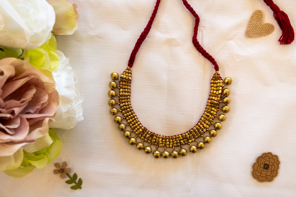 Handmade Dhokra Brass Bead Necklace