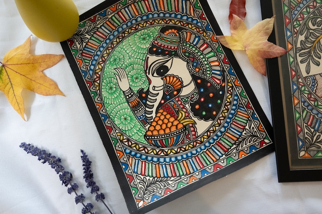 Handmade Madhubani Ganesha Painting – Vibrant Indian Art