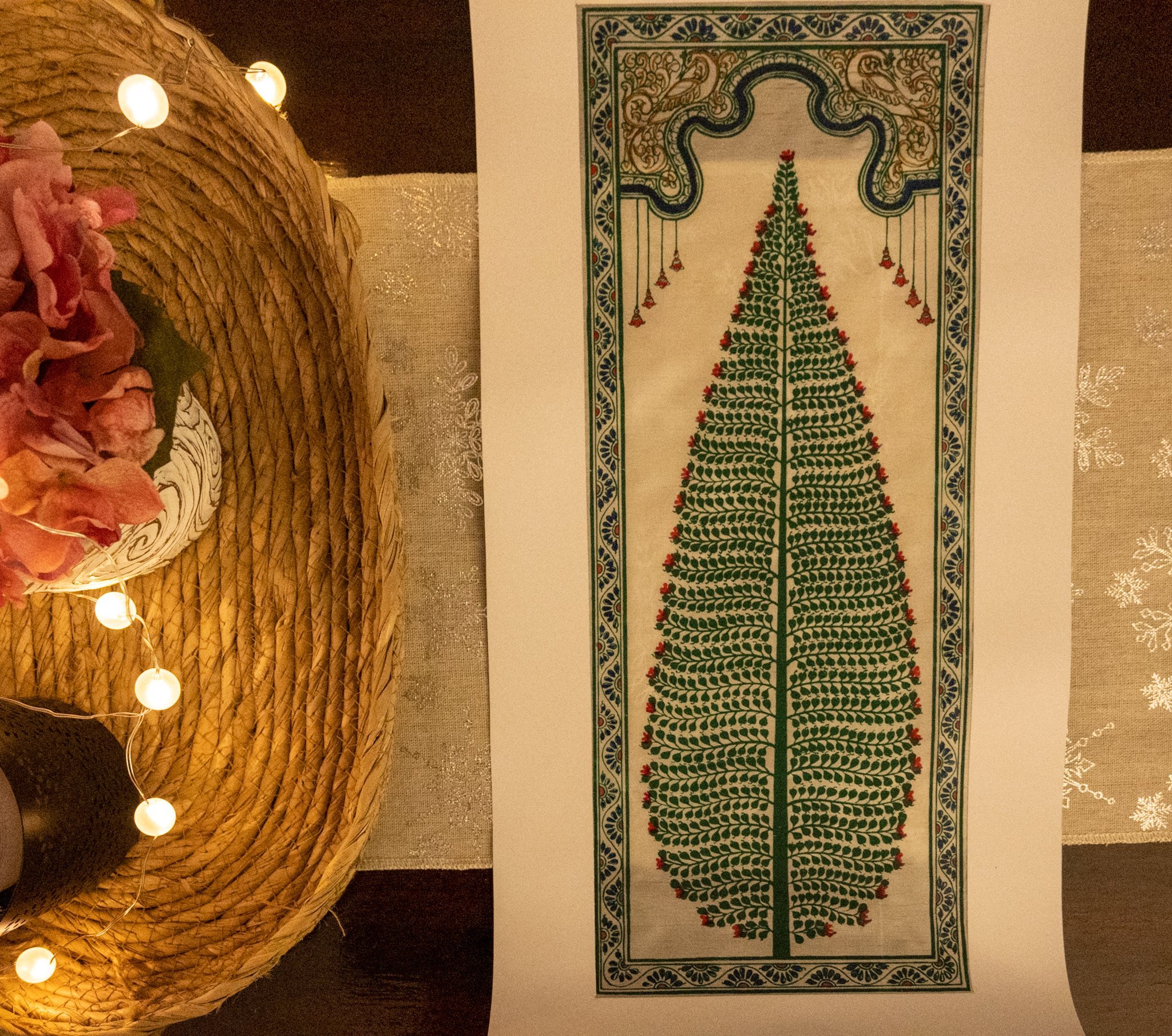 Handmade Pattachitra Cypress Tree Painting – Traditional Indian Art