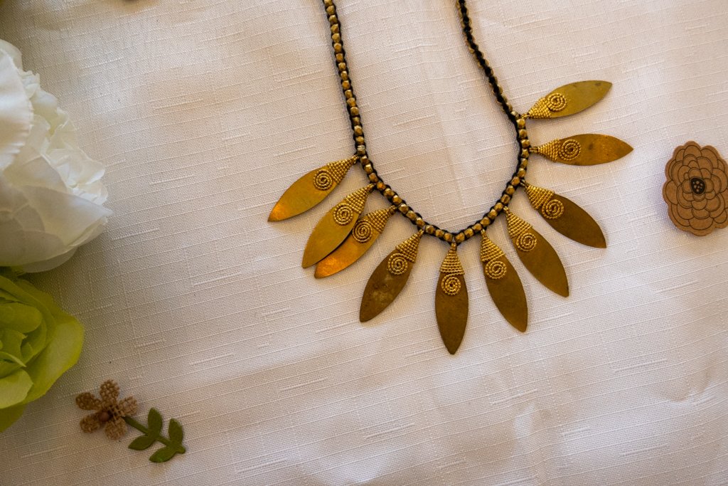 Handmade Dhokra Leaf Pendant Necklace – Brass Jewellery