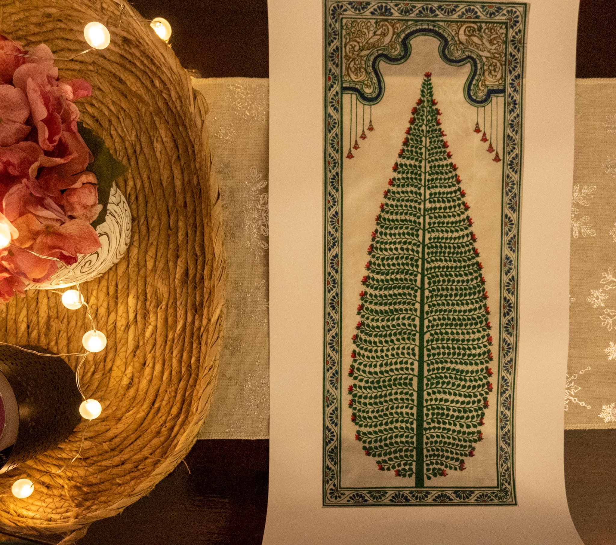 Handmade Pattachitra Cypress Tree Painting – Traditional Indian Art