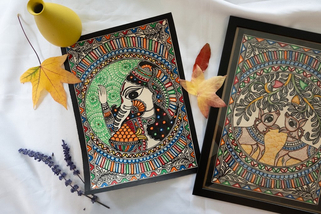 Handmade Madhubani Ganesha Painting – Vibrant Indian Art