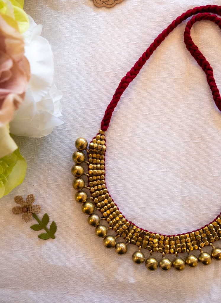 Handmade Dhokra Brass Bead Necklace