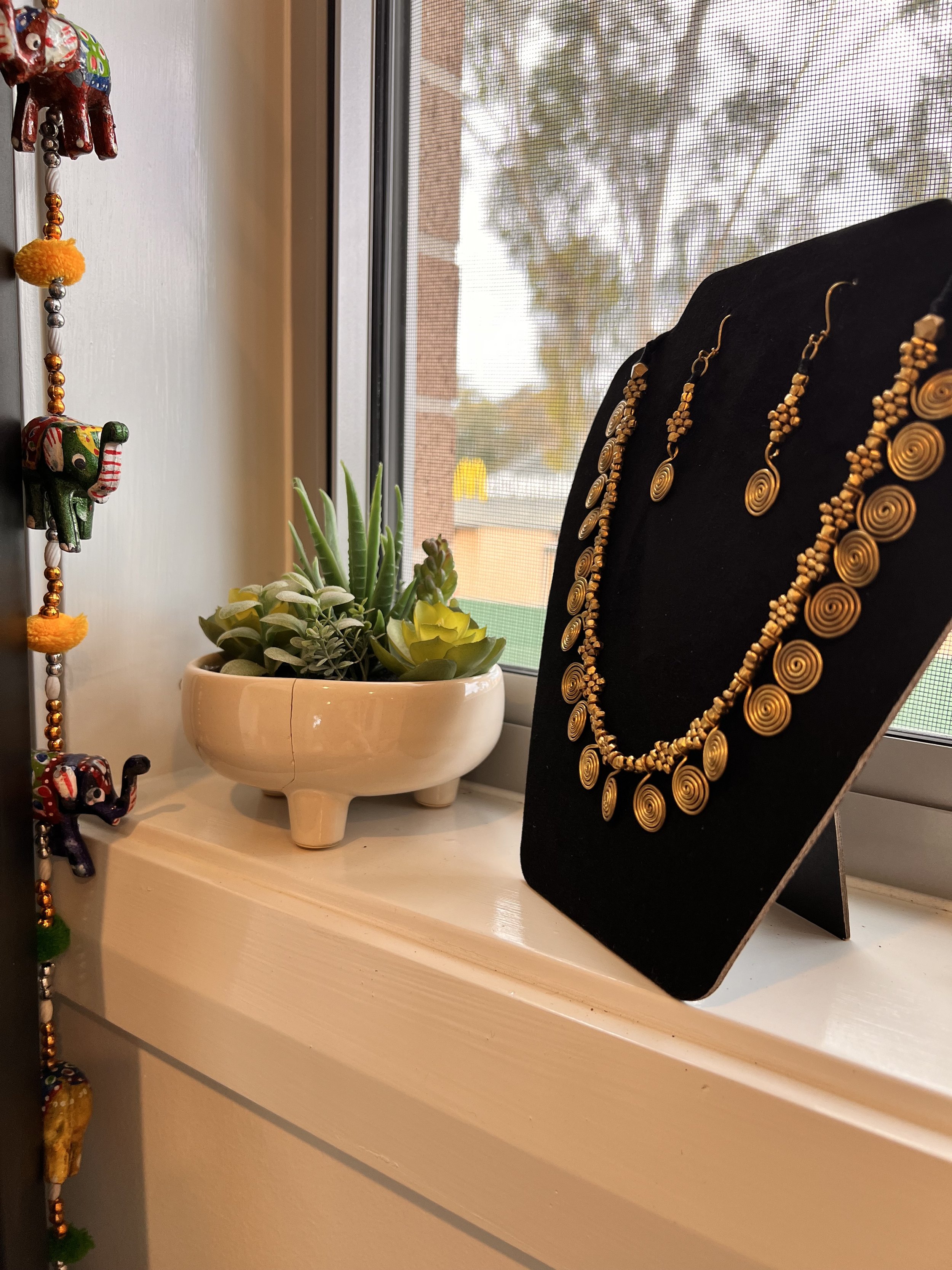 Handmade Dhokra Spiral Necklace and Earring Set – Brass Jewellery