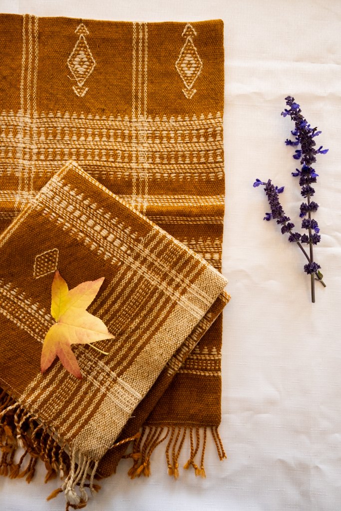 Handwoven Bhujodi Wool Cushion Cover – Mustard with Traditional Kutch Motifs