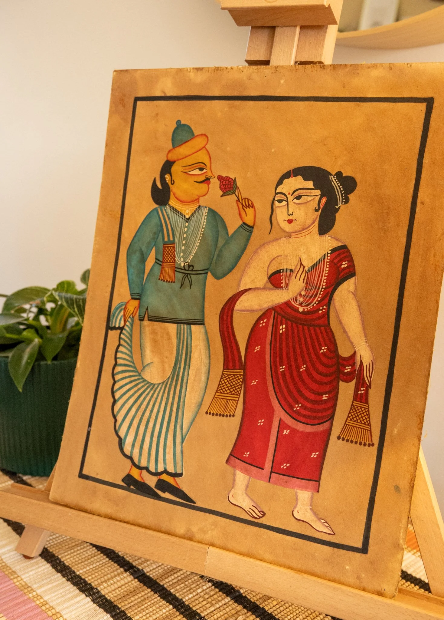 Bengal Pattachitra Babu and Bibi Courtship Painting