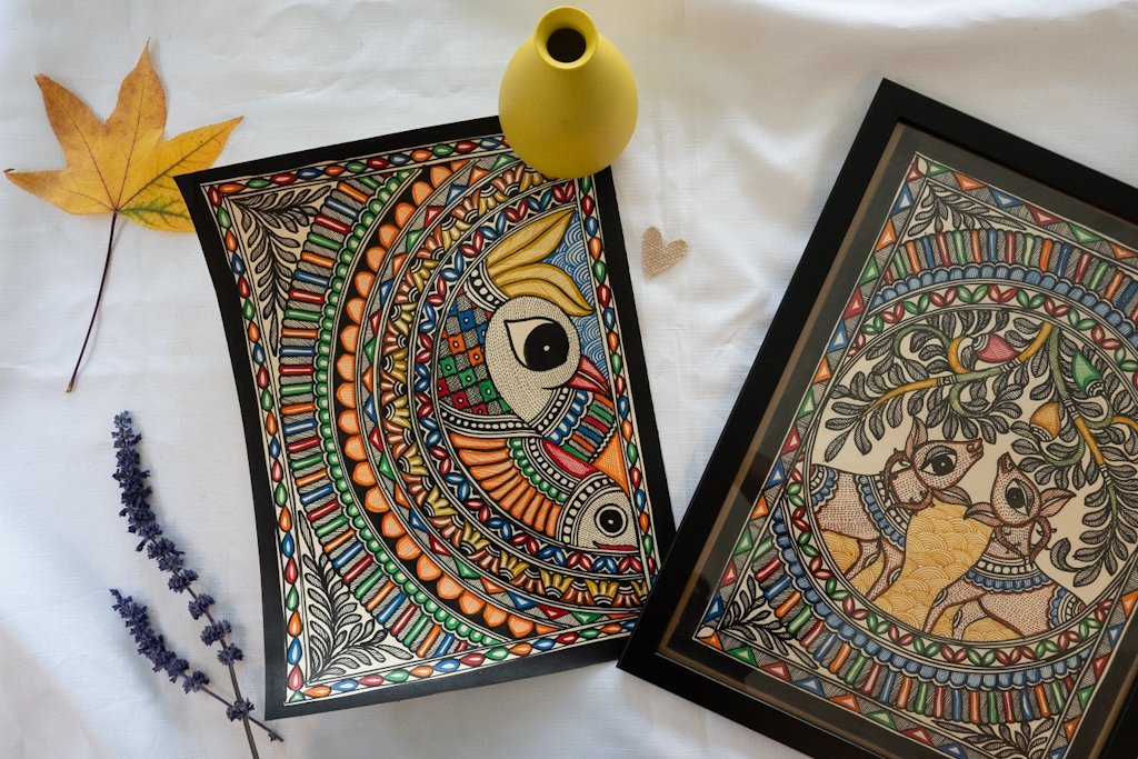 Handmade Madhubani Bird Painting – Multicolour