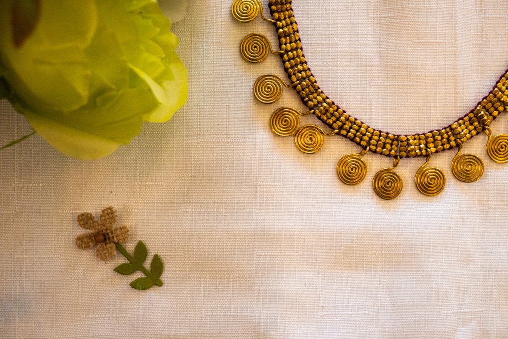 Handmade Dhokra Brass Spiral Pendant Necklace – Woven Bead Chain