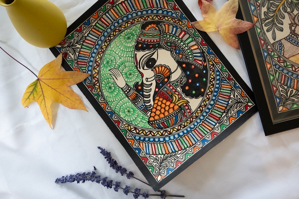 Handmade Madhubani Ganesha Painting – Vibrant Indian Art