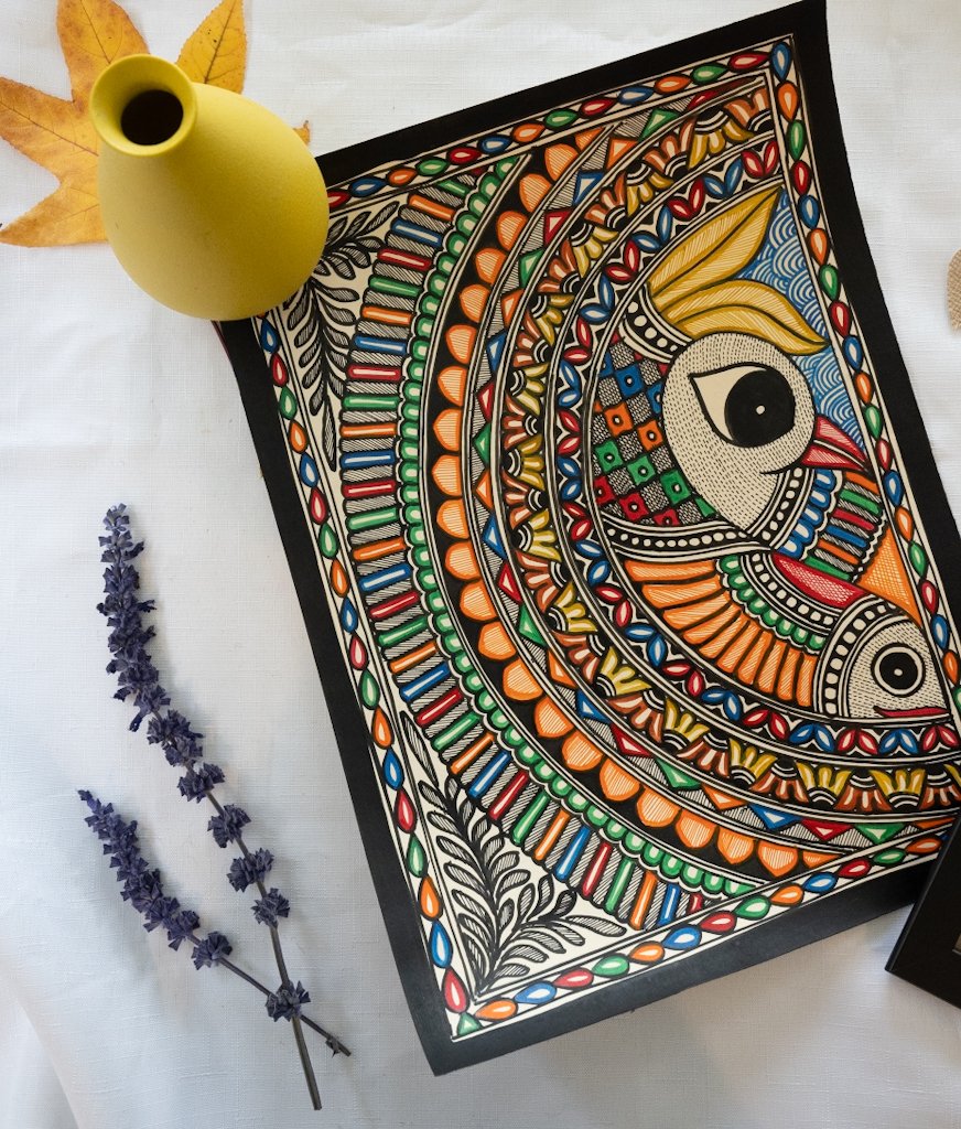 Handmade Madhubani Bird Painting – Multicolour