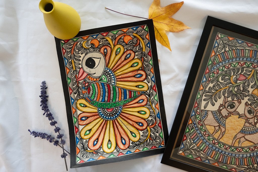 Handmade Madhubani Colourful Bird Painting – Vibrant Indian Art