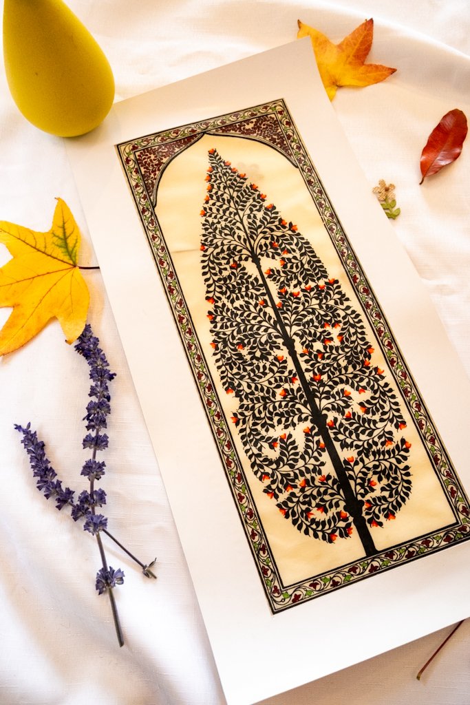 Handmade Tree of Life Painting | Black and Orange