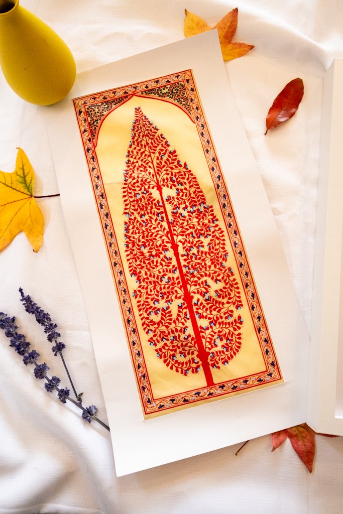 Handmade Tree of Life Painting | Red with Blue Specks