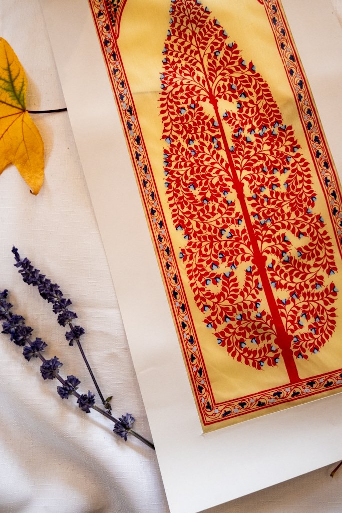 Handmade Tree of Life Painting | Red with Blue Specks
