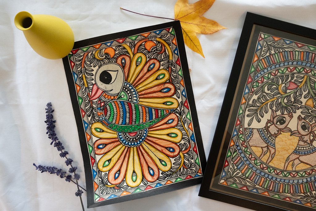 Handmade Madhubani Colourful Bird Painting – Vibrant Indian Art