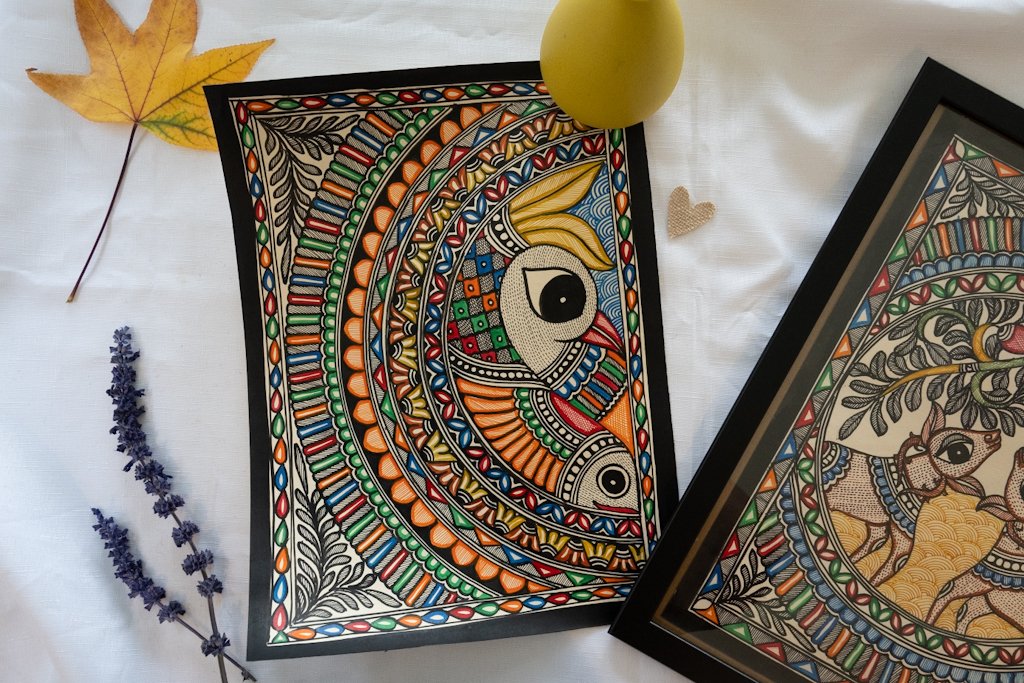 Handmade Madhubani Bird Painting – Multicolour