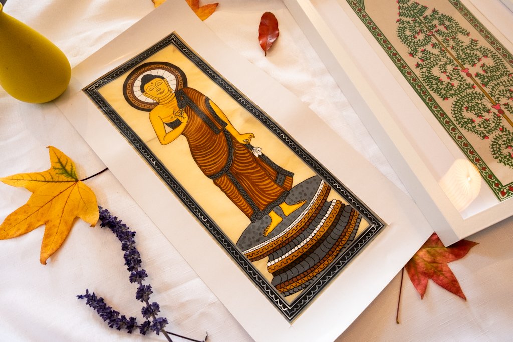 Handmade Pattachitra Buddha Painting – Brown & Blue
