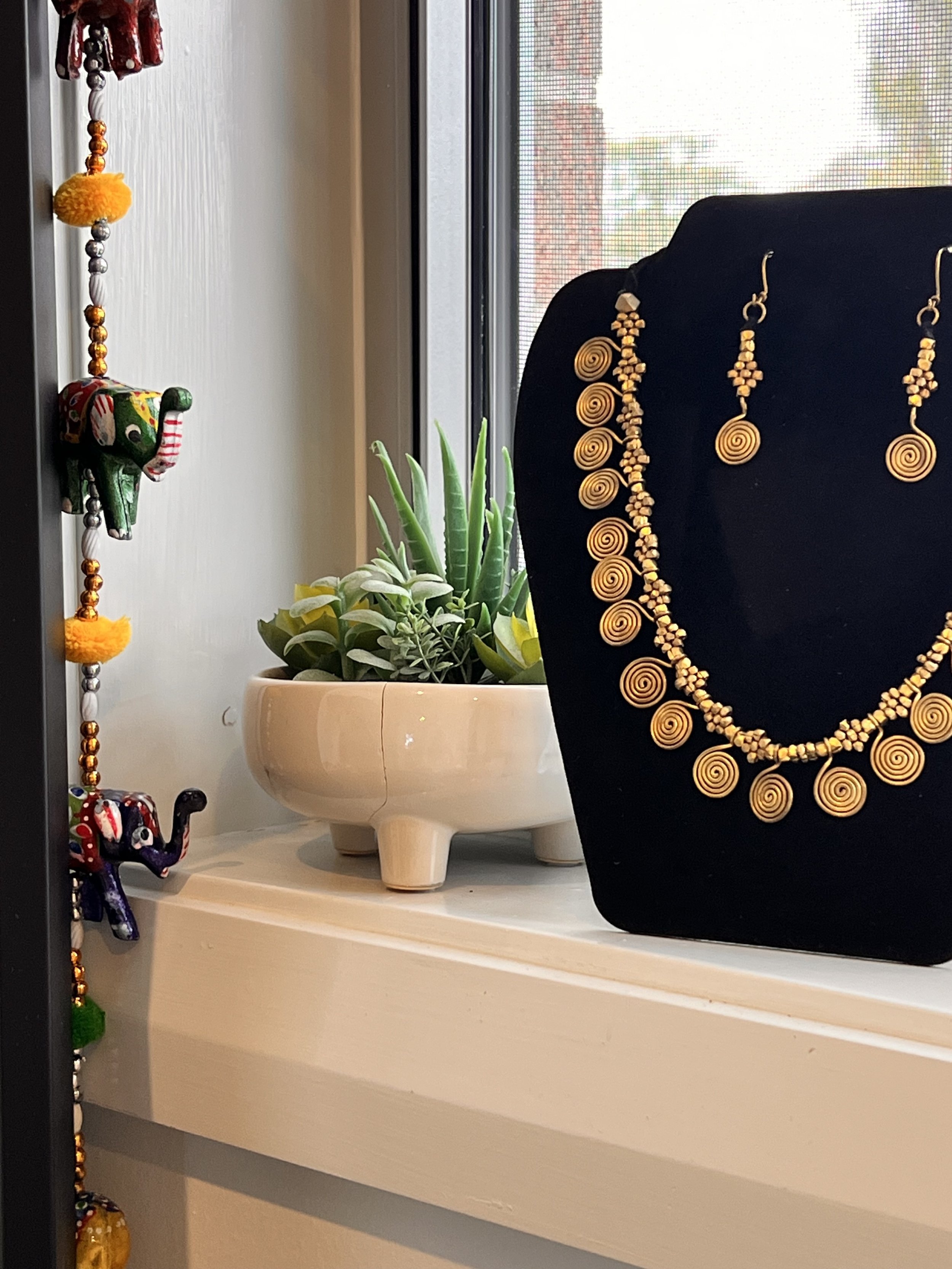 Handmade Dhokra Spiral Necklace and Earring Set – Brass Jewellery